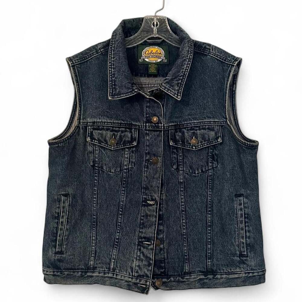 Cabelas For Women Blue Denim Button Up Vest XL